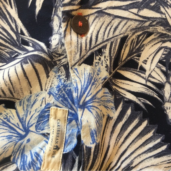 Caribbean Joe blue and white pineapple Mens button down Size 2X - Picture 6 of 7